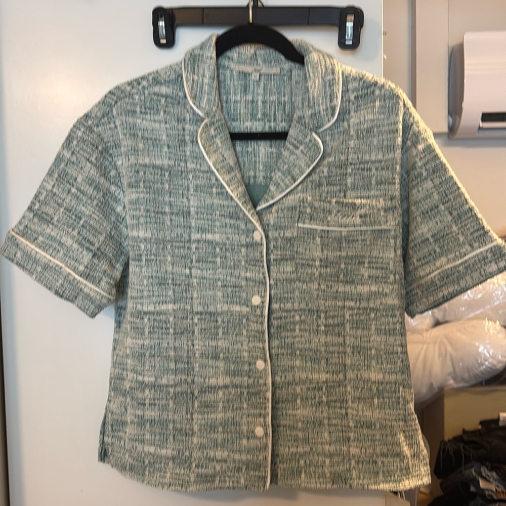 BNWT Kith women’s green tweed button up top XS